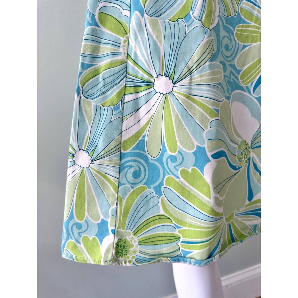Vintage Y2K Floral Slip Dress Blue Green White Spaghetti Strap A-Line Size 15/16 - Picture 7 of 9